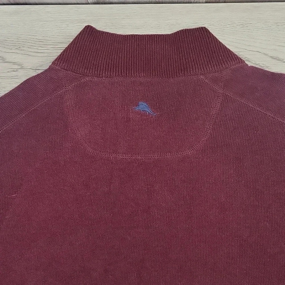 🛍Tommy Bahama Flipshore Reversible Maroon Quarter Zip Long Pullover Mens - Picture 7 of 8